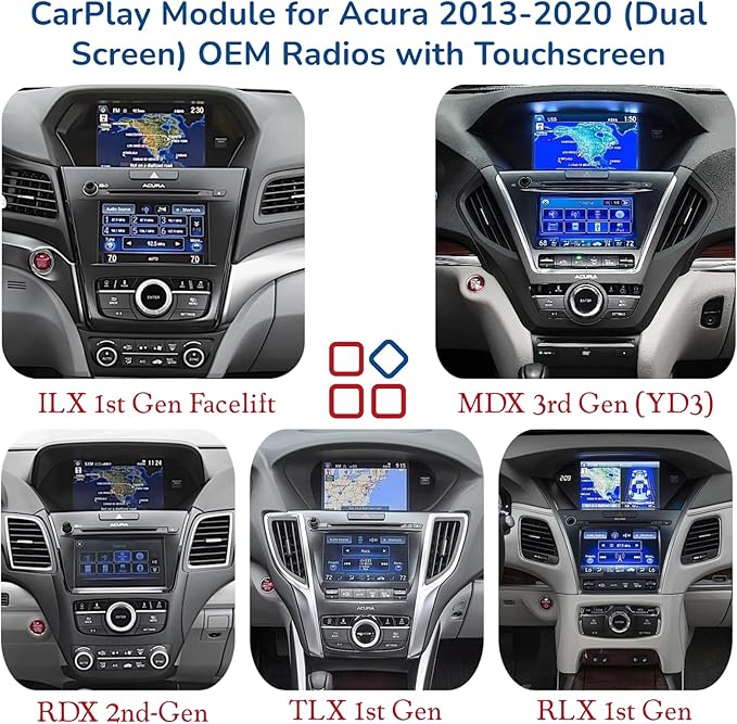Carplay Adapter for Acura Upgraded Accessories Wireless CarPlay & Android Auto Receiver, Upgrade Kit fits ILX MDX RDX TLX RLX CarPlay Retrofit Kit Decoder, Support Mirror Link, Camera