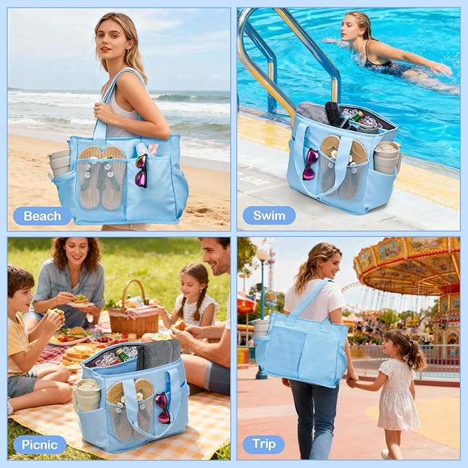Odoland Soft Cooler Bag - Leakproof & Insulated, 2-in-1 Collapsible Design, Dry/Wet Separation, Large Soft Sided Cooler with Multi-Pocket Design for Beach, Picnic, Camping, Day Trip, Family Size
