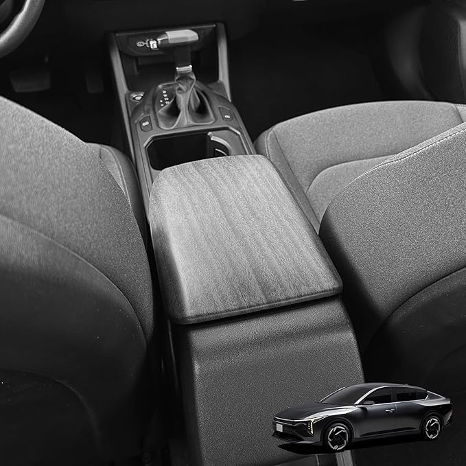 ABS Car Central Console Armrest Cover Armrest Cushion Cover Center Console Box Pad Compatible with Kia K4 2025-2026 Accessories (Wood Grain Style)