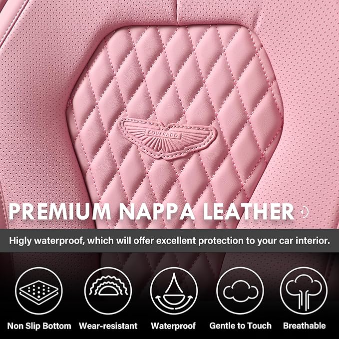 Coverado Seat Covers, Car Seat Covers Front Seats, Pink Car Seat Covers, Waterproof Auto Seat Covers, Seat Cushion, Front Seat Covers Leatherette Car Seat Protector Universal Fit Most Cars