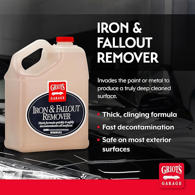 Griot's Garage Iron and Fallout Remover for Car Detailing and Cleaning, Removes Rust, Embedded Debris, and Fallout from Multiple Exterior Surfaces 10949, One Gallon