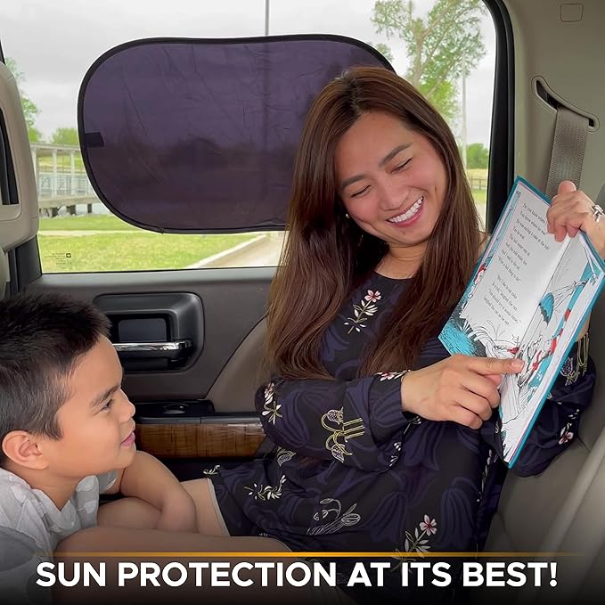 EcoNour Car Side Window Shades | Medium - 2 Pack Sunshade for Kids | Automotive Sun Protection from UV and Sun Glare | Car Baby Accessories (20"x12")