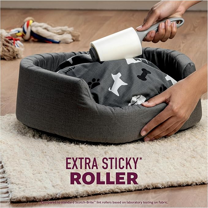 Scotch-Brite Pet Hair Pickup Extra Sticky Lint Roller, Used for Removing Fur on Couches, Clothes, and More, 95 Sheets