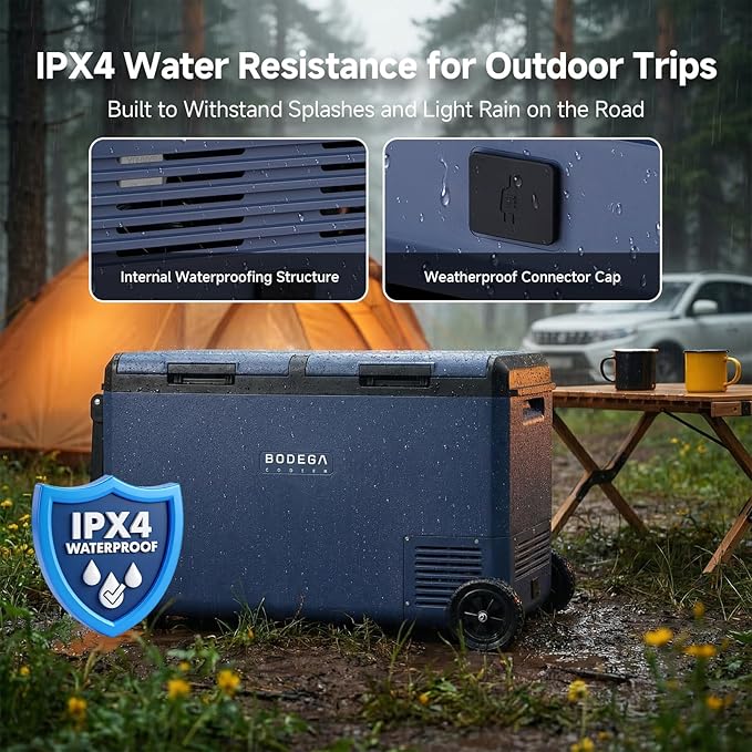 BODEGACOOLER 100QT Portable Car Refrigerator Freezer with Wheels, 12V Fridge Freezer, Electric Cooler for Car, -20℃ Car Freezer, 12 Volt Refrigerator Portable for Camping, RV, Travel, IPX4, Quiet