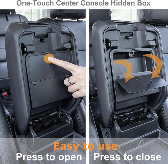 JKCOVER Front Under Seat Tray and Armrest Hidden Box Storage Organizer Compatible with Jeep Wrangler JL/JLU 2018-2023 2024 2025 2026 and Jeep Gladiator JT Truck 2020-2026 Accessories （Patented Design）