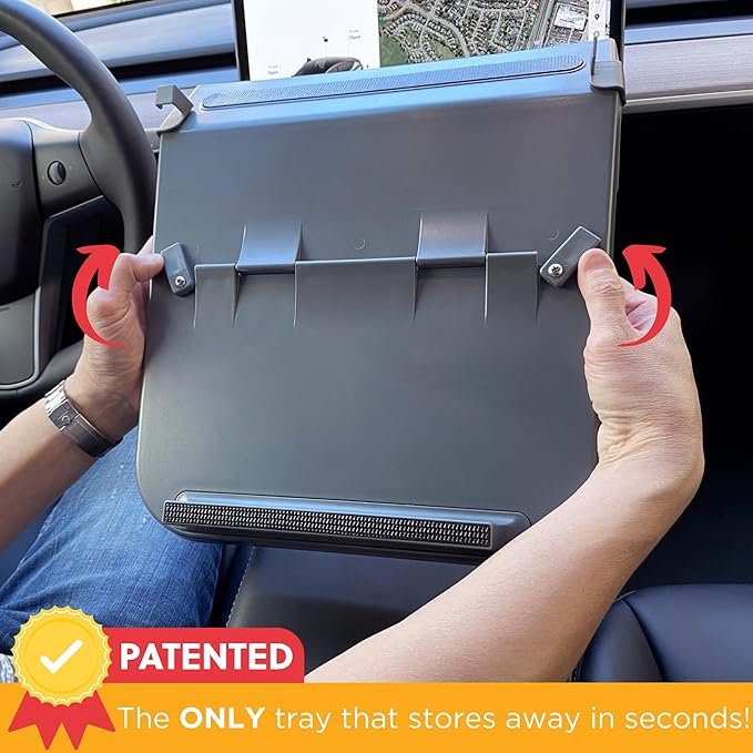 Tesla Model Y Model 3 Accessories 2020 to 2026, Car Eating Food Table Alset Tray, Center Console Organizer, for Autopilot, Road Trips. Anti-Slip Mat for Stability. (Tray ONLY)