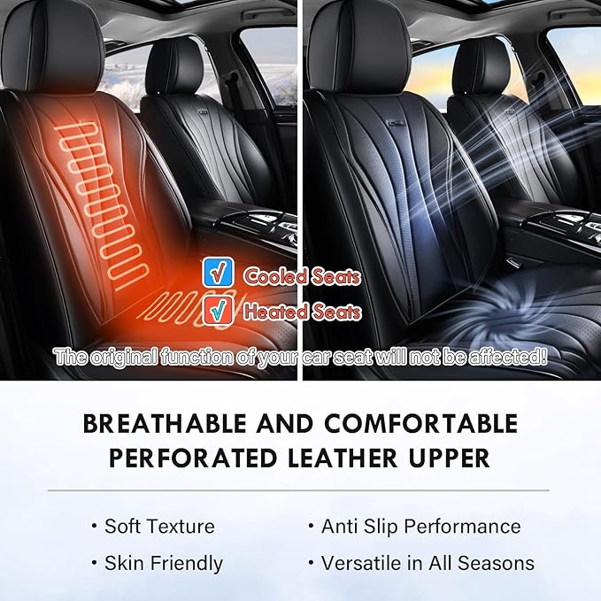 Coverado Car Seat Covers, 5 Seats Black Seat Covers for Car, Luxury Faux Leather Seat Cover, Front and Back Seat Cover, Waterproof Car Seat Protector, Universal Car Seat Cushions Fit for Most Vehicles