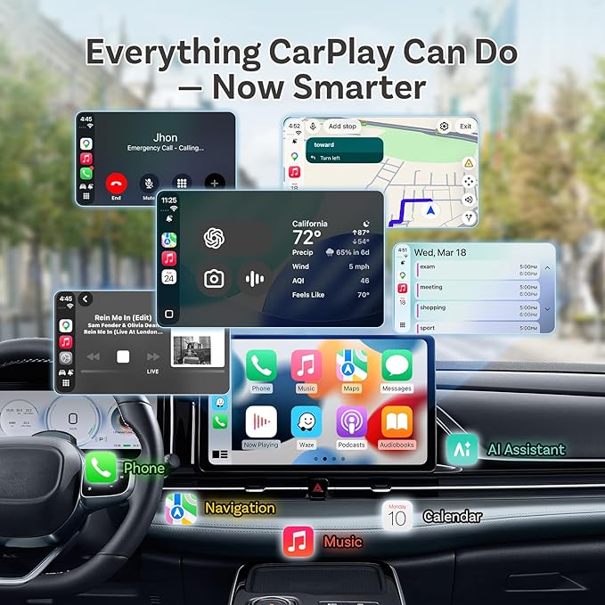 OTTOCAST Magic CarPlay Box 3-in-1 Wireless CarPlay Adapter for iPhone & Android Auto with YouTube Netflix TikTok+,Plug & Play,Auto Bluetooth Connection, Supports SIM & TF Card,App Download,E2