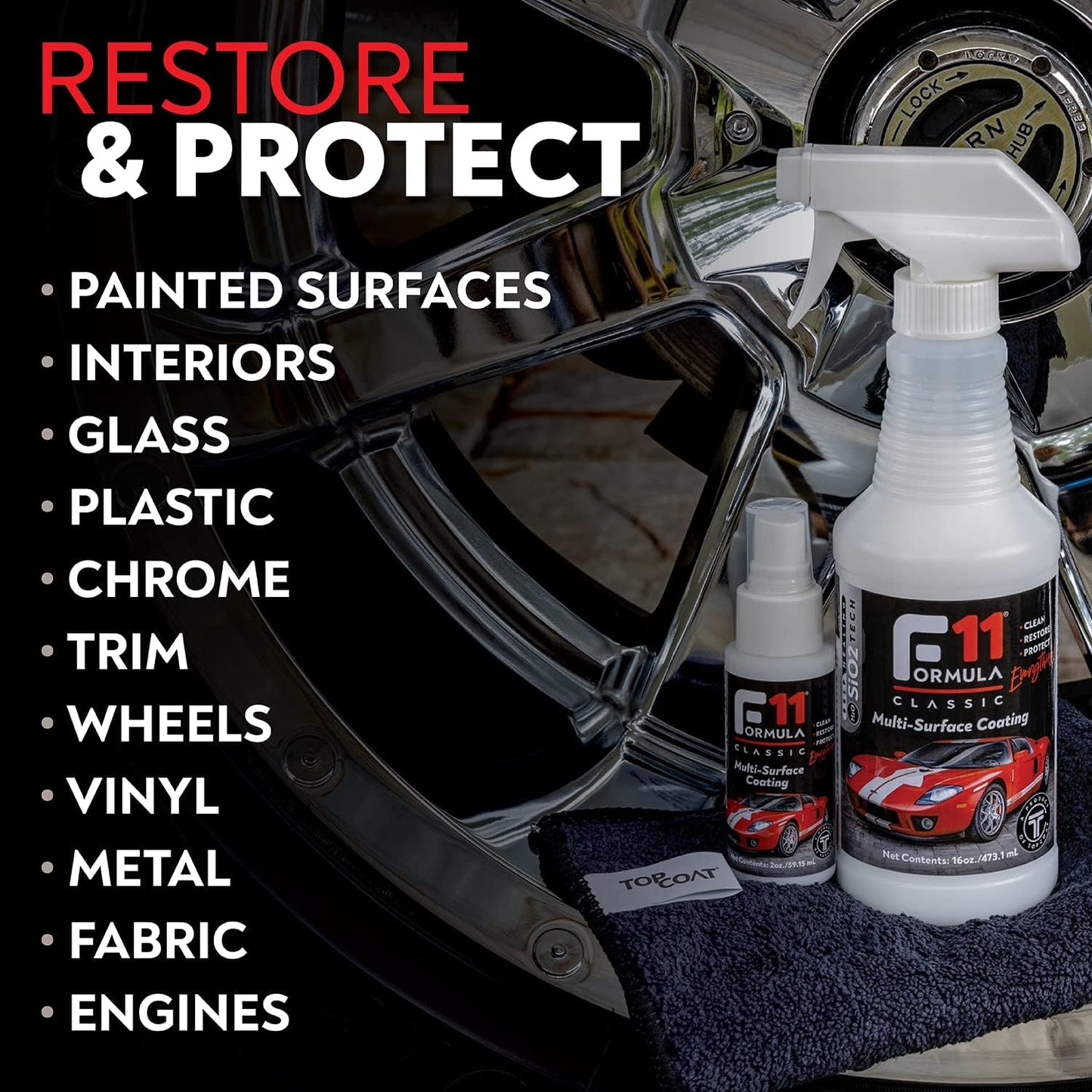 TopCoat F11 Car Polish & Sealer for Cars, Motorcycles, RVs and More – Water-Based Alternative to Ceramic Car Wax - 16 oz F11 Top Coat Spray Bottle