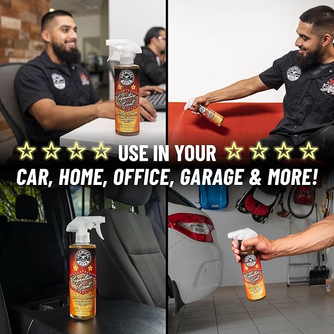 Chemical Guys Signature Scent Air Freshener and Odor Eliminator, 16 fl oz with 3 Pack of Hanging Air Fresheners (Great for Cars, Trucks, SUVs, RVs, Home, Office, Dorm Room & More) - HOL461