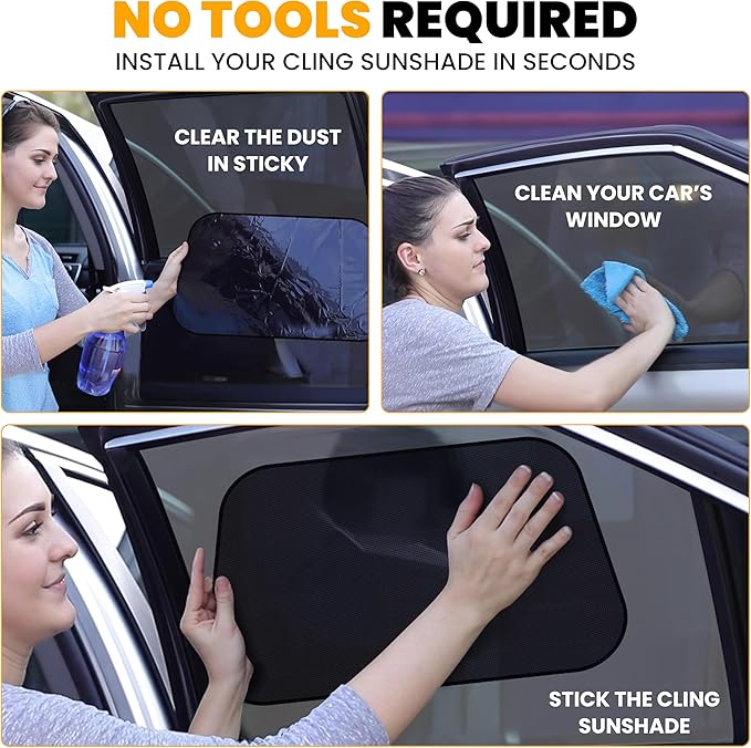 EcoNour Car Side Window Shades for Baby | 4 Pack - Car Window Sun Blocker Shades for Kids | Foldable Cling Window Cover Protects UV & Heat Glare | Window Shade for Privacy | Medium (21"x12")
