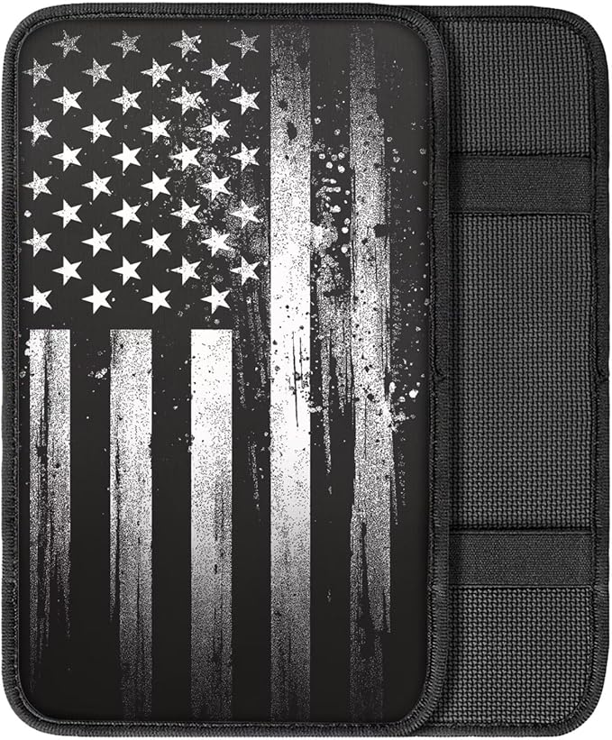 American Flag Print Car Center Console Cover Non Slip Decorative Armrest Cushion Cover for Cars Universal Fit Most Vehicles, Easy to Install