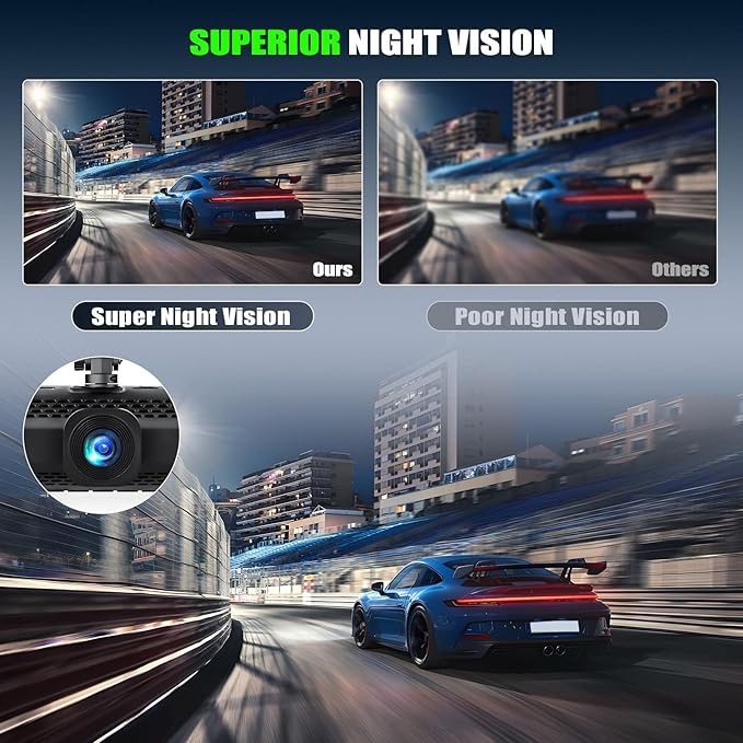 4 Channel 360°Dash Cam Front and Rear Inside Left Right,3'' 1080P Dash Camera for Cars,Dash Camera Car Camera with Motion Detection,Loop Recording,G-Sensor,24 Parking Monitor