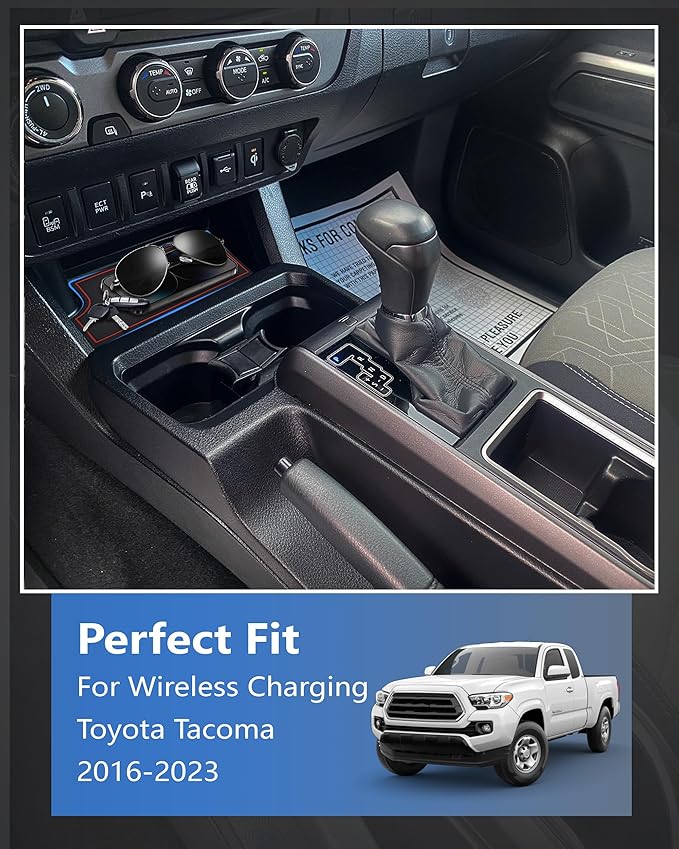 Wireless Charger Insert Protective Pad for 2016-2023 Toyota Tacoma Accessories, Non-Slip & Anti-Dust & Prevent Overheating Center Console Cover Protector for Tacoma Interior Accessories