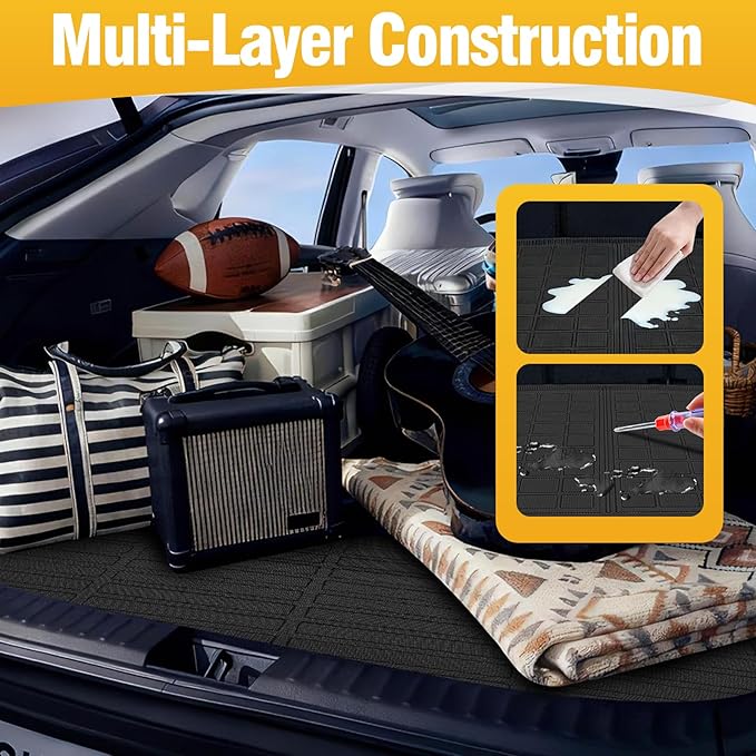 Trunk Liner Cargo Liners for Toyota RAV4 2013-2018 Rear Trunk Floor Mats with Backrest Mat 3D Boot Tray All-Weather TPE Black