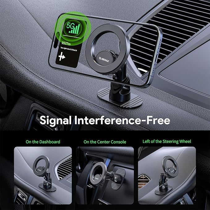 Esoulk Stick On Magnetic Car Phone Holder, Dash Mount Phone Holder, Phone Stand for Car Dashboard, MagSafe Car Mount, Hands Free Car Cell Phone Holder for iPhone17Pro/16/15/14/13/12 Series