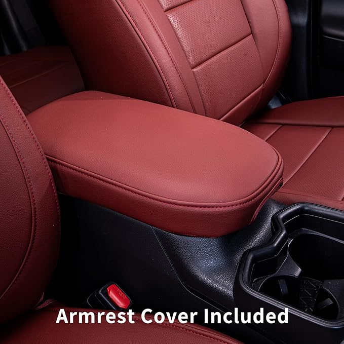coverdream Rav4 Seat Covers Custom Fit for Toyota Rav4 2013-2018 LE SUV Seat Cushion,Fully Covered,Luxury Waterproof Leather Car Seat Protector,Armrest Cover Included (Full Set,Wine Red)