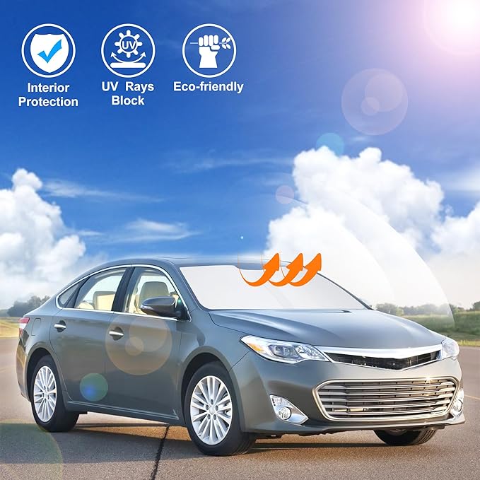 Windshield Sun Shade Custom Fit for 2013-2018 Toyota Avalon Accessories Foldable Sunshade Sun Blocker Protect Car from Sun Rays & Heat Damage Keep Car Cooler