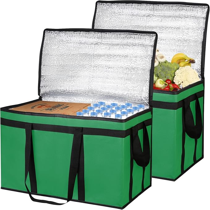 Bodaon 2-Pack Insulated Food Delivery Bag, XXXL Grocery Shopping/Catering/Bags, Rideshare Delivery Bag, Cold/Hot Styrofoam Carrier for Travel/Car, Warmer/Frozen