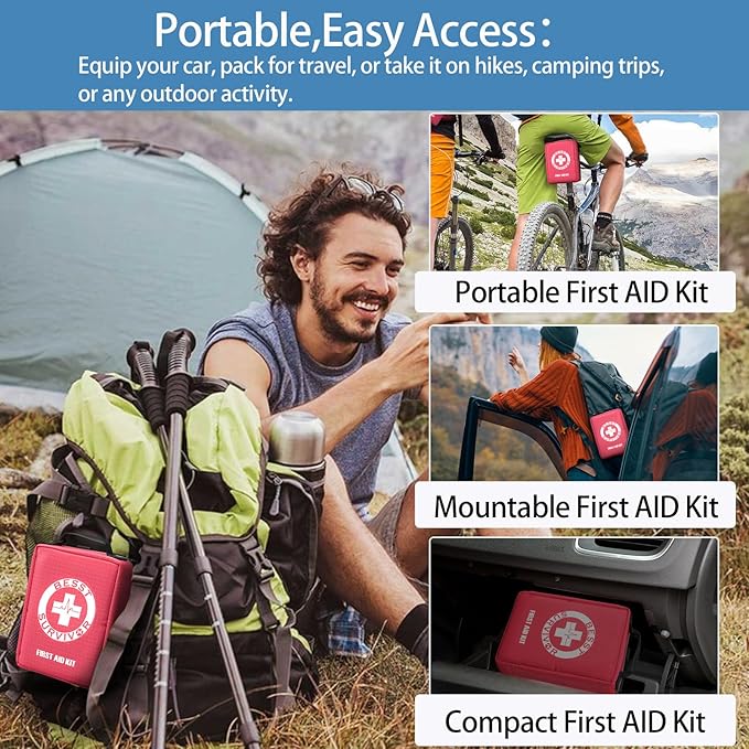 Besst Survivor Premium First Aid Kit - Waterproof Molle Medical Bag with Color-Coded Compartments, with Israeli Bandage, Rescue Blanket & CPR Mask for Home, Car, Hiking, Camping & Outdoor Emergencies