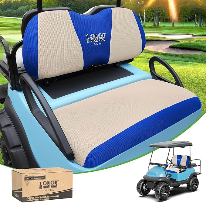 10L0L Golf Cart Seat Covers Universal for Yamaha G29 Drive2 Club Car Precedent Tempo Standard Front Seats, Breathable Mesh Bench Seat Cover, No Drilling Seat Cushion - All-Season Comfort