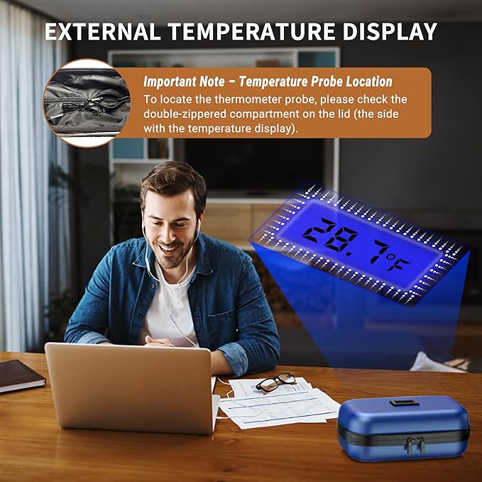 Insulin Cooler Travel Case TSA Approved Medication Cooler with Digital Temp Display 2 Ice Packs for Insulin Travel Case Diabetes Storage 4-6 Pens