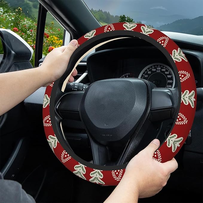 Christmas Tree Car Steering Wheel Cover, Non-Slip Absorbing Sweat Car Wheel Cover Accessories for Men Women,Universal 15" Fit Auto SUV Vans Trucks