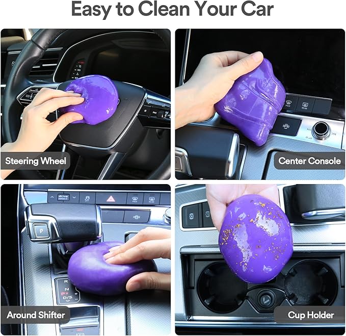 PULIDIKI Car Cleaning Gel Purple 2Pack and Car Cleaning Putty Yellow 2Pack Bundle