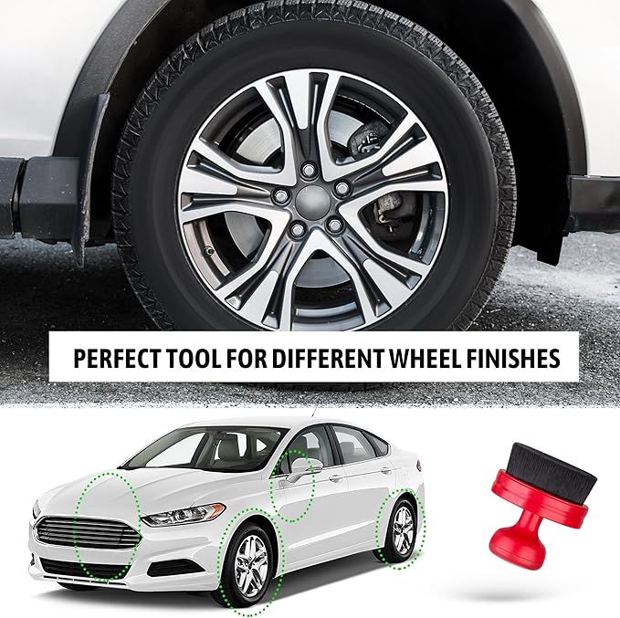 BABYSHEEP Car Tire Shine Applicator,Vegan Tire Shine Brush with Stand for Auto Detailing Cleaning Service,Black+Red (2pc)