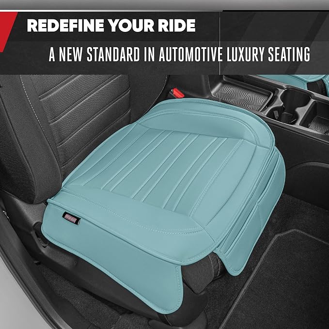Motor Trend Seat Covers for Cars Trucks SUV, Faux Leather 2-Pack Mint Padded Car Seat Covers with Storage Pockets, Premium Interior Car Seat Cover