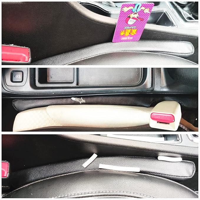Leather Seat Gap Filler, No Drop Seat Guard Universal for Car SUV, Truck to Fill The Gap Between Seat and Console Black Crevice Plug Drop Blocker Stopper Catcher 2 Pack LB