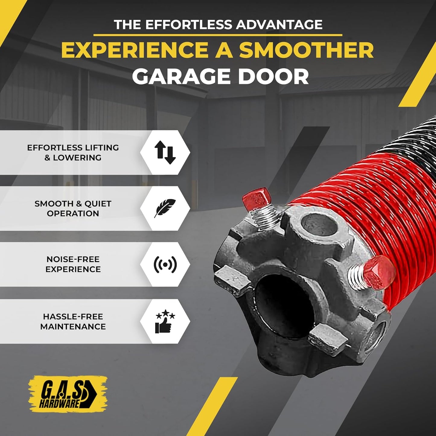 Garage Door Torsion Spring 225x1.75x33 Includes 1” Steel Bearing, Gloves, Manual, and Winding Bars for Right Side of Garage Door Precision E-Coating 5-Year Warranty Min. 30,000 Cycles (Black Cone)
