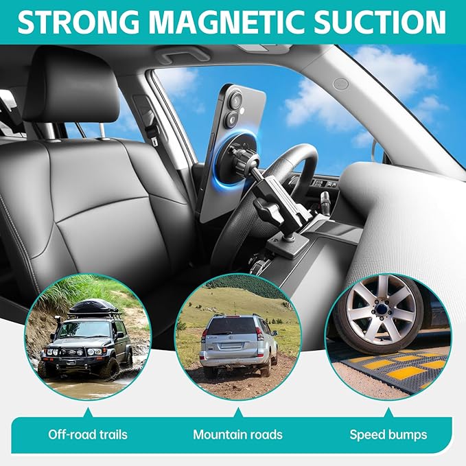 Magnetic Phone Mount for 2010-2024 Toyota 4Runner Accessories, Magsafe Dash Cell Phone Holder Multi-Mount Phone Stand with Extra Clip Bracket for Smartphone for 5th Gen 4-Runner Accessories