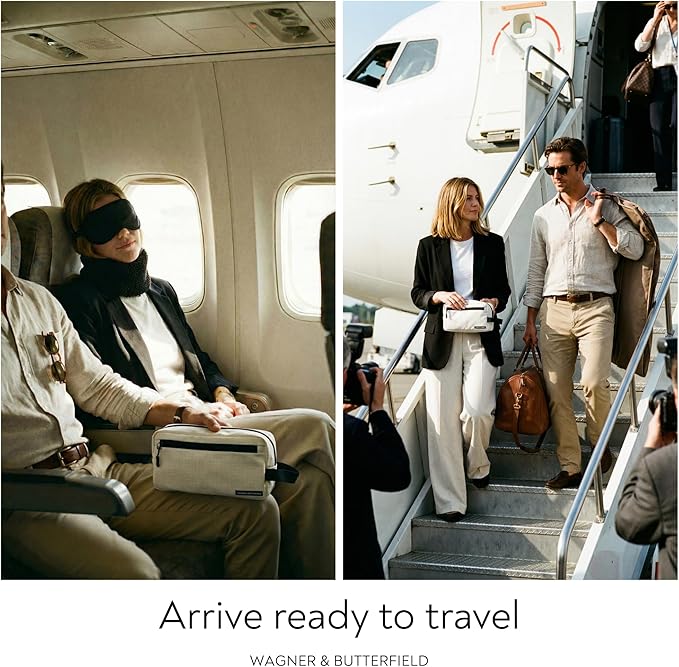 Slim Travel Neck Pillow for Long Flights, 360° Memory Foam Support Travel Neck Pillow with Premium Airplane Comfort Essentials 5pc Set, Best for Sleeping on Airplanes, Cars, Trains | Compact Bag