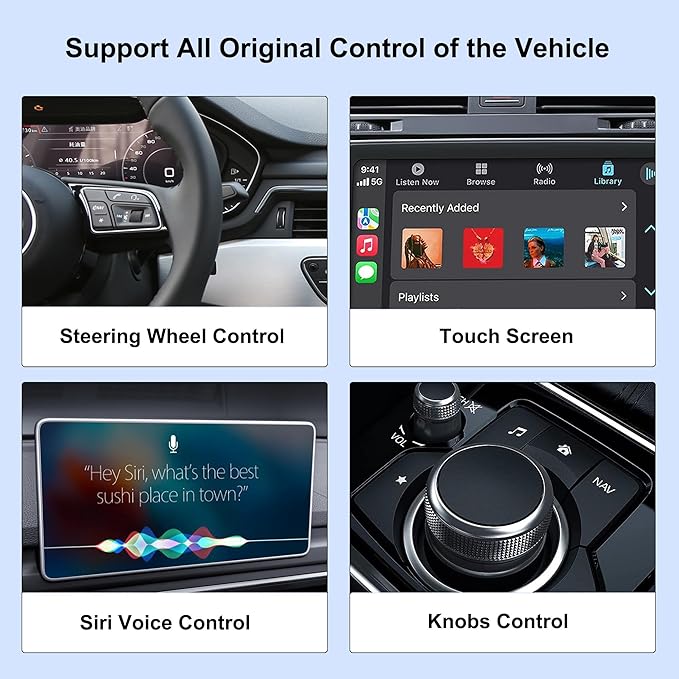 CarPlay Wireless Adapter, Wireless CarPlay Adapter for iPhone Converts Wired to Wireless CarPlay Dongle, Plug & Play Fit for Factory OEM Wired Apple CarPlay Cars from 2016 & iPhone iOS 10+