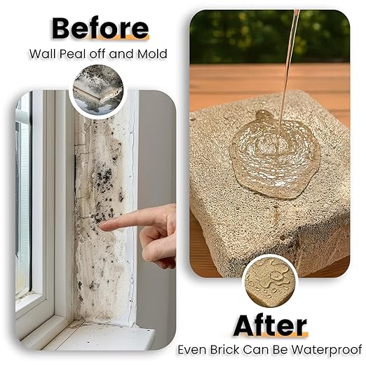 Clear Waterproof Sealant – Water-Based Transparent Waterproof Coating Acrylic Paste for Leakage for Roofs, Walls, Windows, Bathroom, Wood, Concrete, Tile, Metal, Indoor & Outdoor, Non-Toxic, 35oz, 1KG