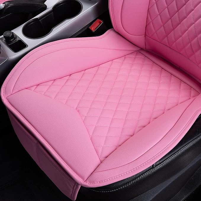 Flying Banner car seat Covers seat Cushions Luxe Fit Faux Leather Easy Installation Vehicles Non Slip Premium (Solid Pink, Full Set)