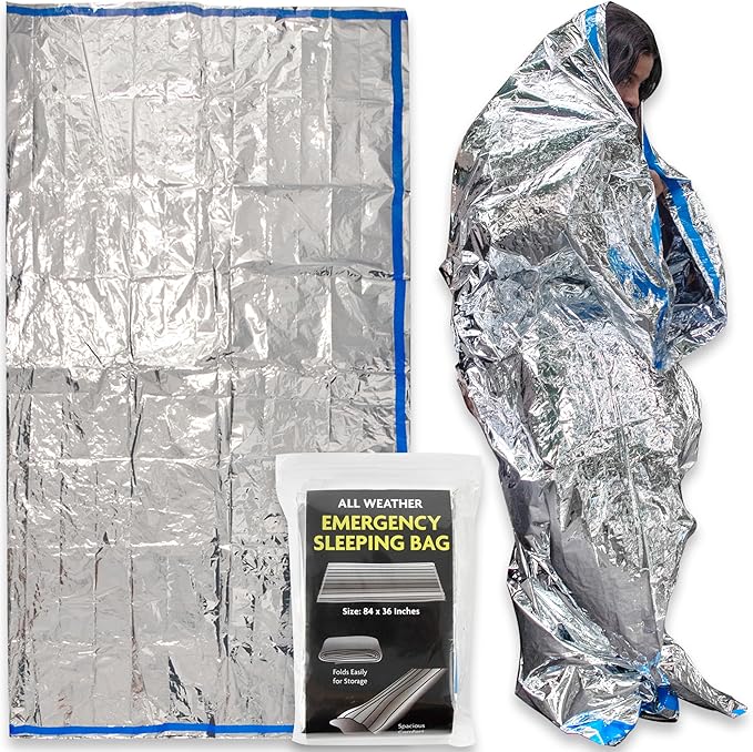 Trail maker Mylar Emergency Thermal Blankets for Survival, Thick Reusable Mylar Space Blankets Bulk 84" L x 36" W Emergency Foil Blankets for Warmth, Camping, Runners, Spa, First Responders (1)