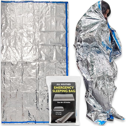 Trail maker Mylar Emergency Thermal Blankets for Survival, Thick Reusable Mylar Space Blankets Bulk 84" L x 36" W Emergency Foil Blankets for Warmth, Camping, Runners, Spa, First Responders (1)