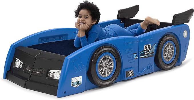 Delta Children Grand Prix Race Car Toddler-to-Twin Bed, Blue