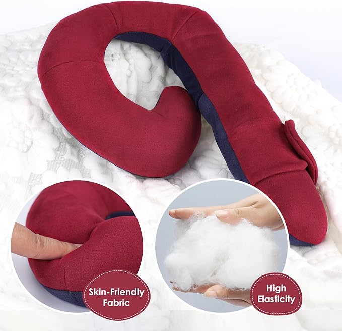 Kids Travel Neck Pillow, Toddler Travel Pillow for Car & Airplane and Head & Chin Support, Comfortably Travel Neck Pillow for Road Trip Sleeping, Gifts for Toddler/Child/Kids (Wine Red & Dark Blue)