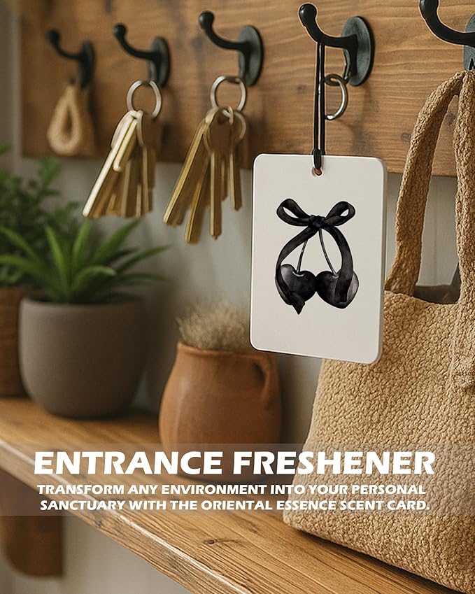 Retro Coquette Black Cologne Car Air Freshener 4 Pcs, Preppy Girly Bow Poker Cherry Ticket Hanging Air Freshener for Cars Bathroom Dorm Books Decor, Vintage Accessories Gifts for Women Girls