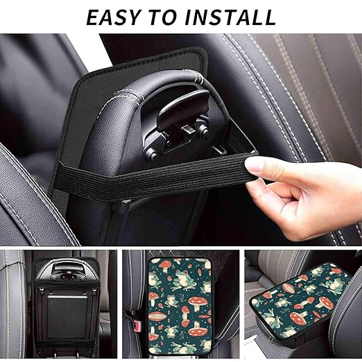 Cute Cartoon Frogs Car Auto Armrest Cushion Cover Accessories Center Console Seat Box Pad Protector Universal Decoration for Most Vehicle SUV Truck