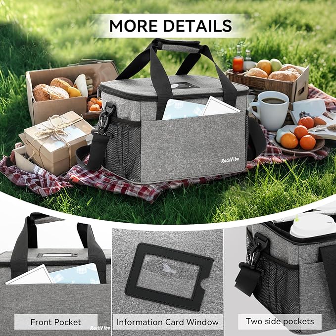 6 Cups Drink Carrier for Delivery, Reusable Cup Holder with Handle, Insulated Collapsible Drink Carrier, Adjustable Dividers, Shoulder Strap, Portable Cooler Tote Bag for Delivery, Travel, Car (Grey)