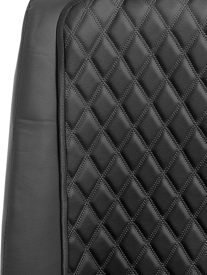 FH Group Car Seat Cushion – Faux Leather Single Front Seat Cover with Front Pockets, Airbag Compatible, Universal Fit Car Seat Cushion for Driver or Passenger Seat, SUV, Truck, Sedan & Van – Black