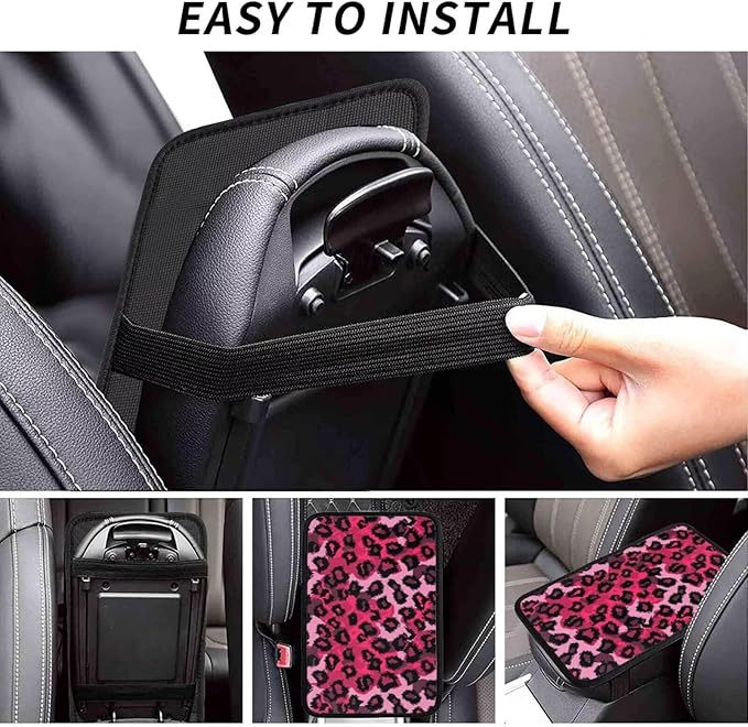 Car Center Console Cover Red Leopard Car Armrest Cover Cheetah Animal Universal Car Arm Rest Cover Car Interior Accessories Protector for Most SUV, Truck, Sedans
