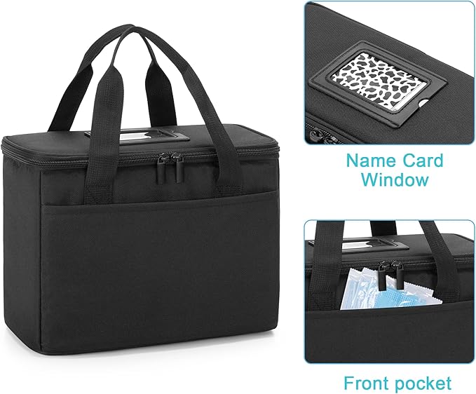 Trunab First Aid Bag Empty Small Medicine Storage Case, Insulated Medication Cooler Bag, Travel Pill Bottle Organizer for Prescription, Insulin, Supplements or Medical Supplies, Black(Bag Only)