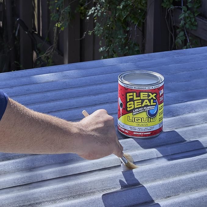 Flex Seal Liquid, Rubber Coating Sealant, Waterproof, Flexible, Breathable, and UV Resistant, Roof Repair, Basements, RV, Campers, Trailers, Marine, EPDM, Masonry, Clear, 16 oz