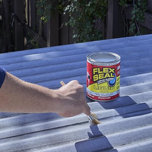 Flex Seal Liquid, Rubber Coating Sealant, Waterproof, Flexible, Breathable, and UV Resistant, Roof Repair, Basements, RV, Campers, Trailers, Marine, EPDM, Masonry, Clear, 32 oz