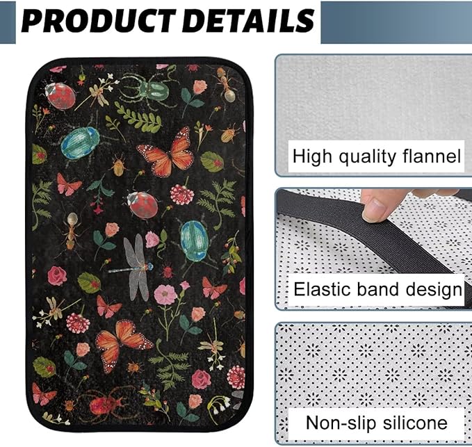 Butterflies Dragonflies Arm Rest Cover Car Easy to Install Car Center Console Cover Wear Resistant Arm Rest Lid Protector Cushion Universal Fit for Cars Trucks and SUVs